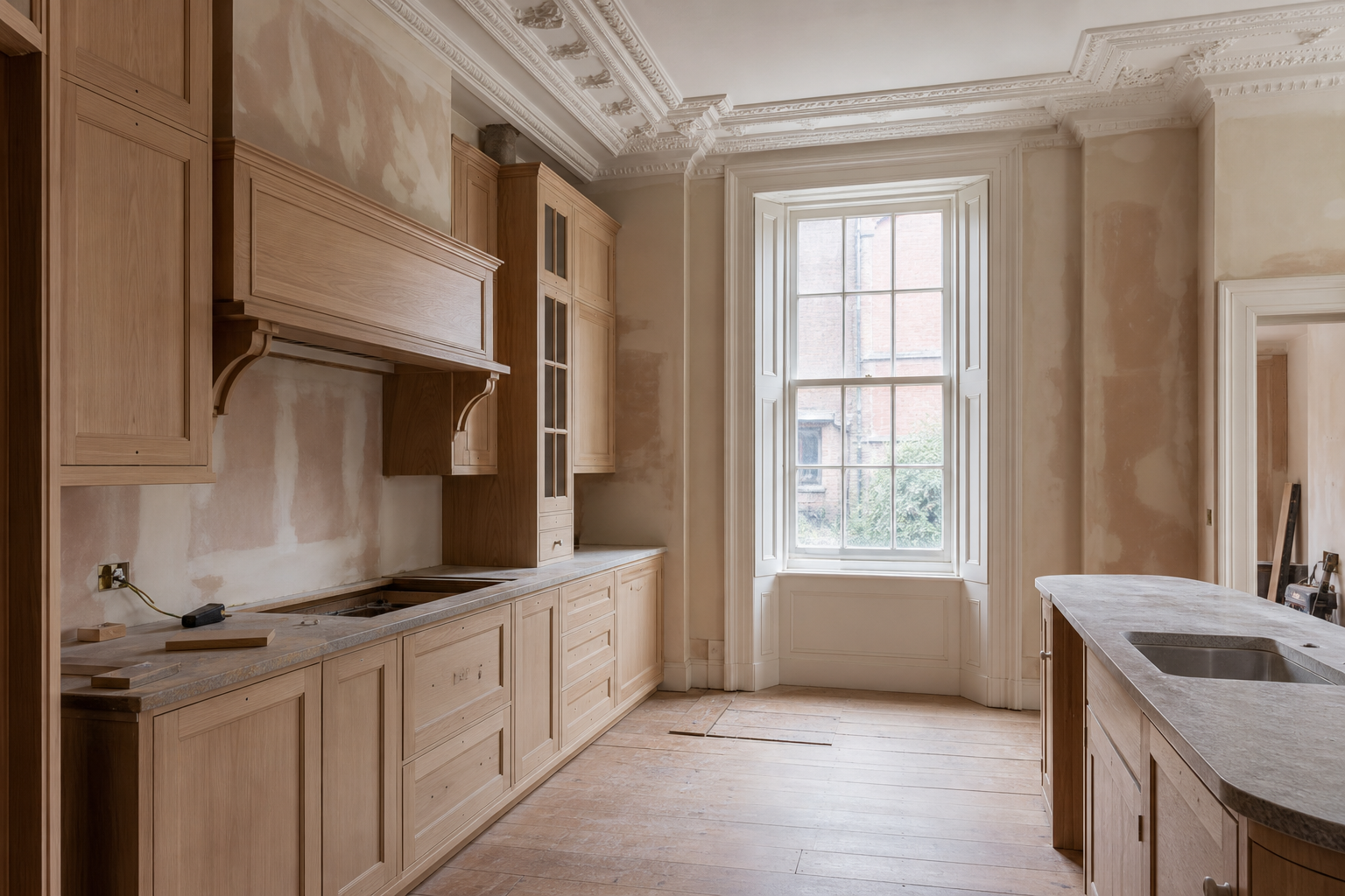Kitchen renovation in progress in a Hertfordshire period property
