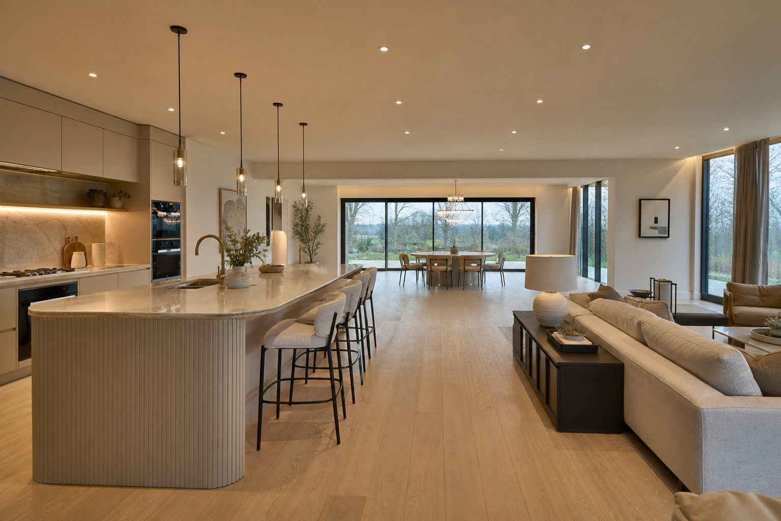 Open-plan kitchen and living space in a Hertfordshire home