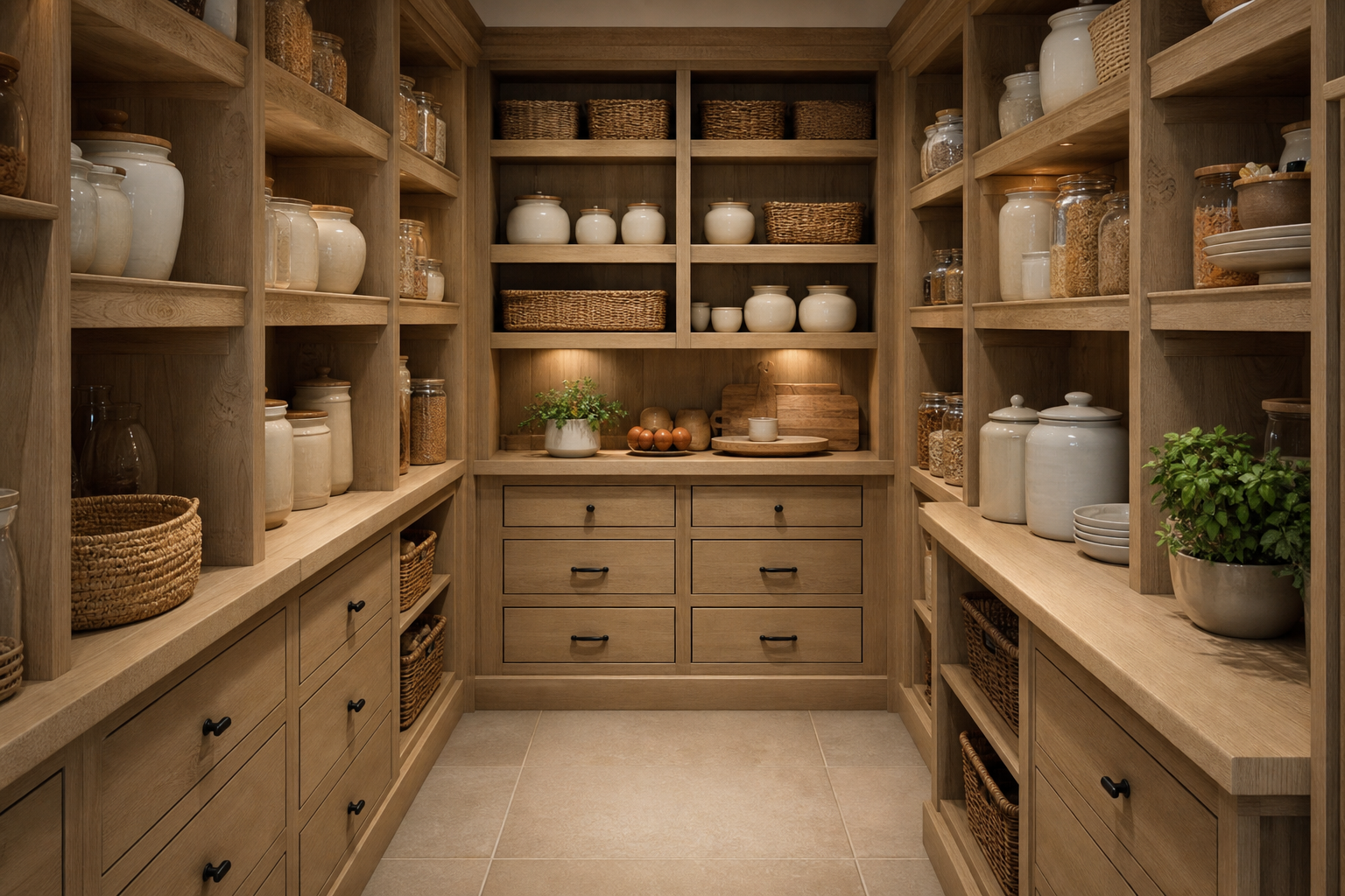 Bespoke pantry and larder storage in a Hertfordshire kitchen